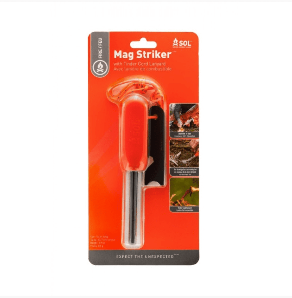 Survive Outdoors Longer Magnesium Striker With Tinder Cord Lanyard