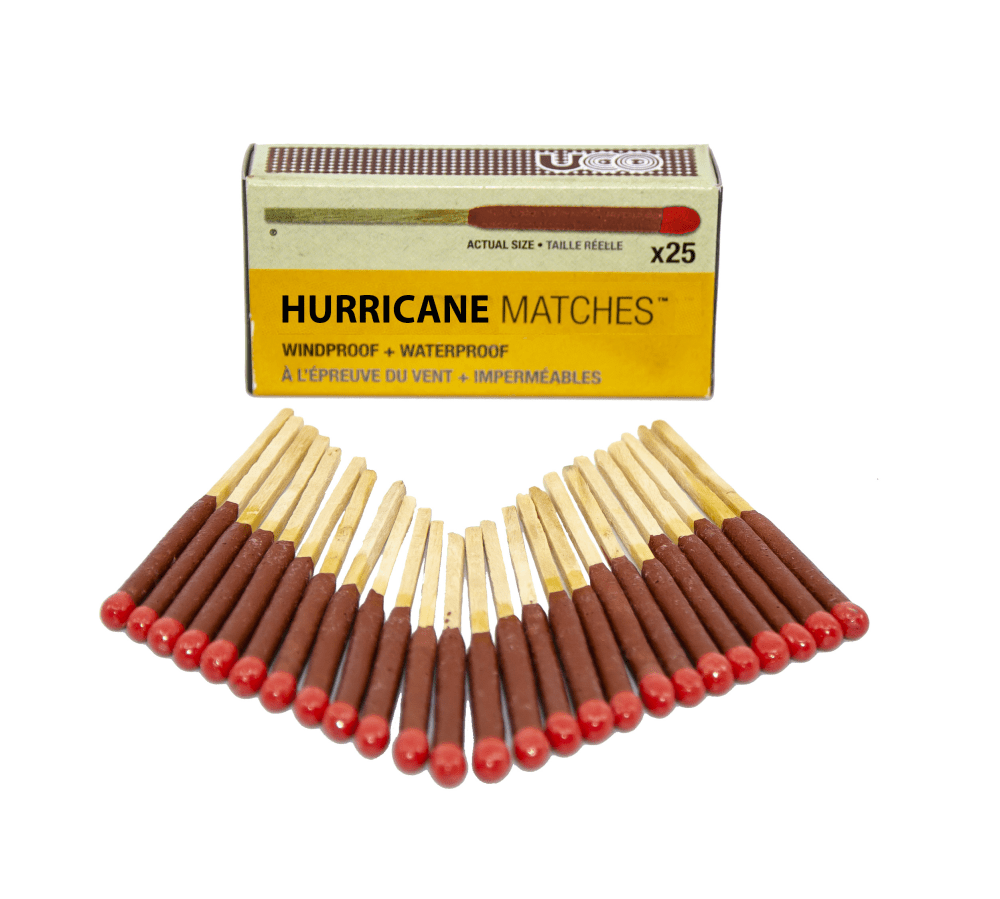 Uco Hurricane Matches: Matchbox with 25 Waterproof Matches