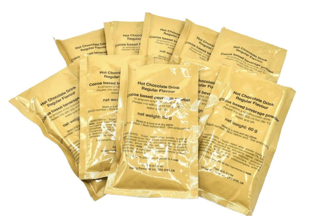 10 x British Military Ration Pack Hot Chocolate Sachets - 60g Each ...