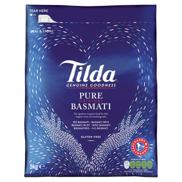5kg Tilda Pure Original Basmati Rice - Bulk Food Ration Storage