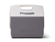 Gray and white cooler with 'Playmate' and 'Igloo' branding on a white background