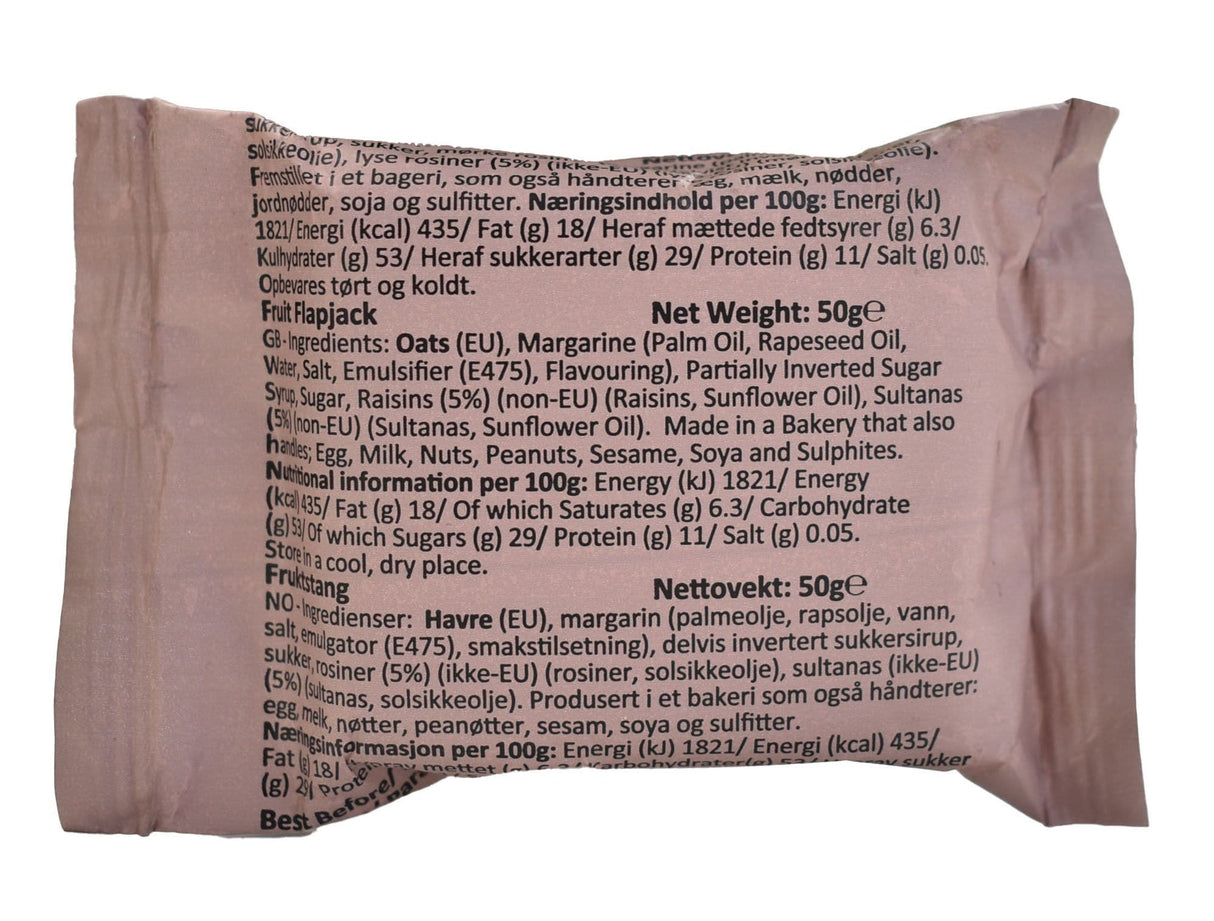 British Military Ration Pack Accessory - Fruit Flapjack 50g