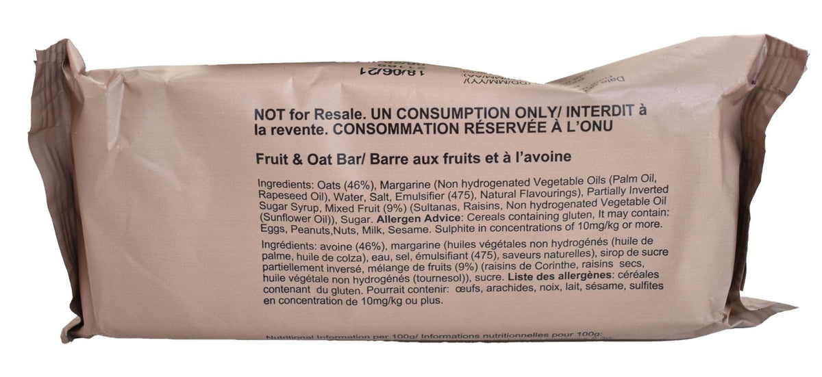 British Military Ration Pack Accessory - Fruit & Oat Flapjack Bar 100g ...
