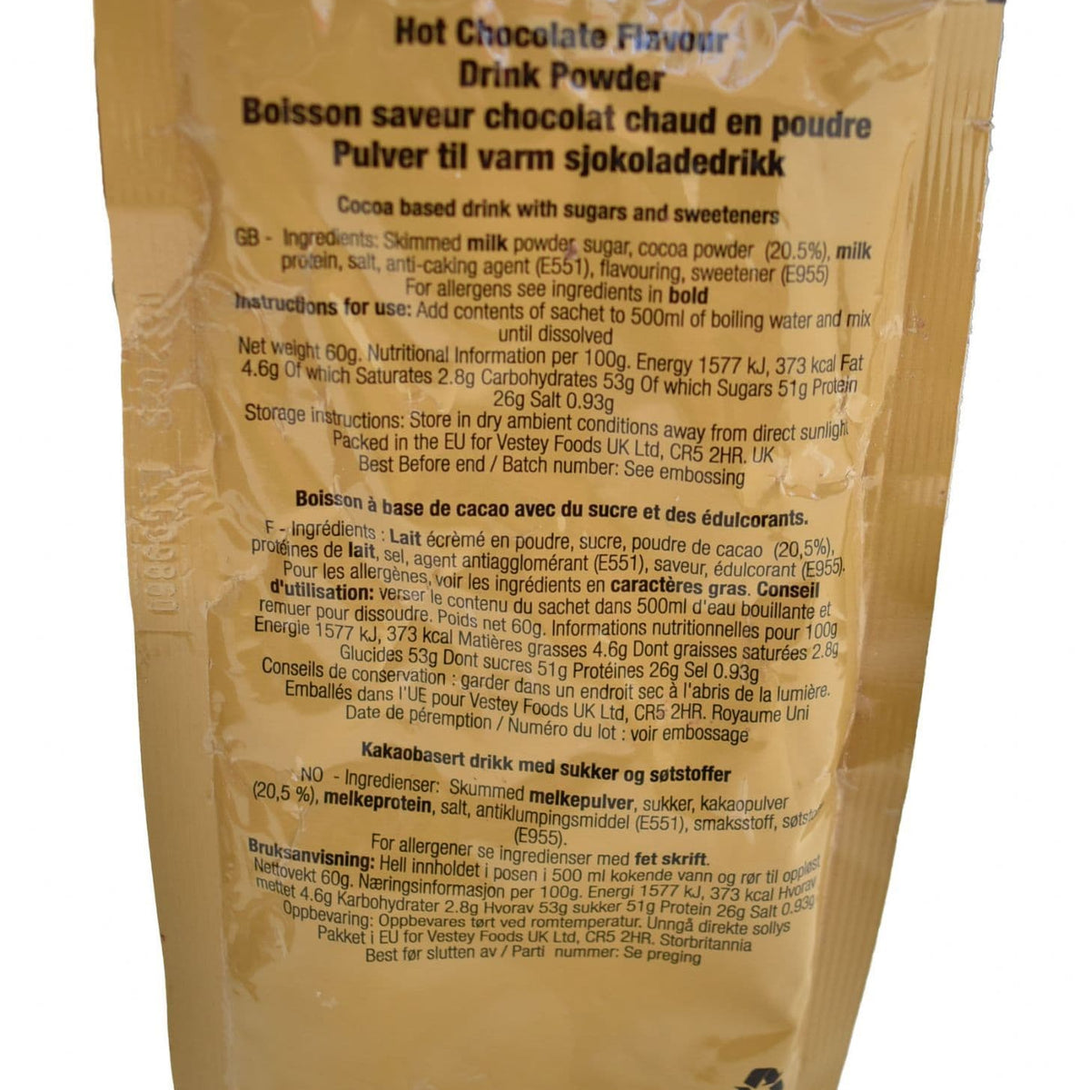 Hot A Rations British Military Ration Pack Accessory - Hot Chocolate Sachet 60g ...
