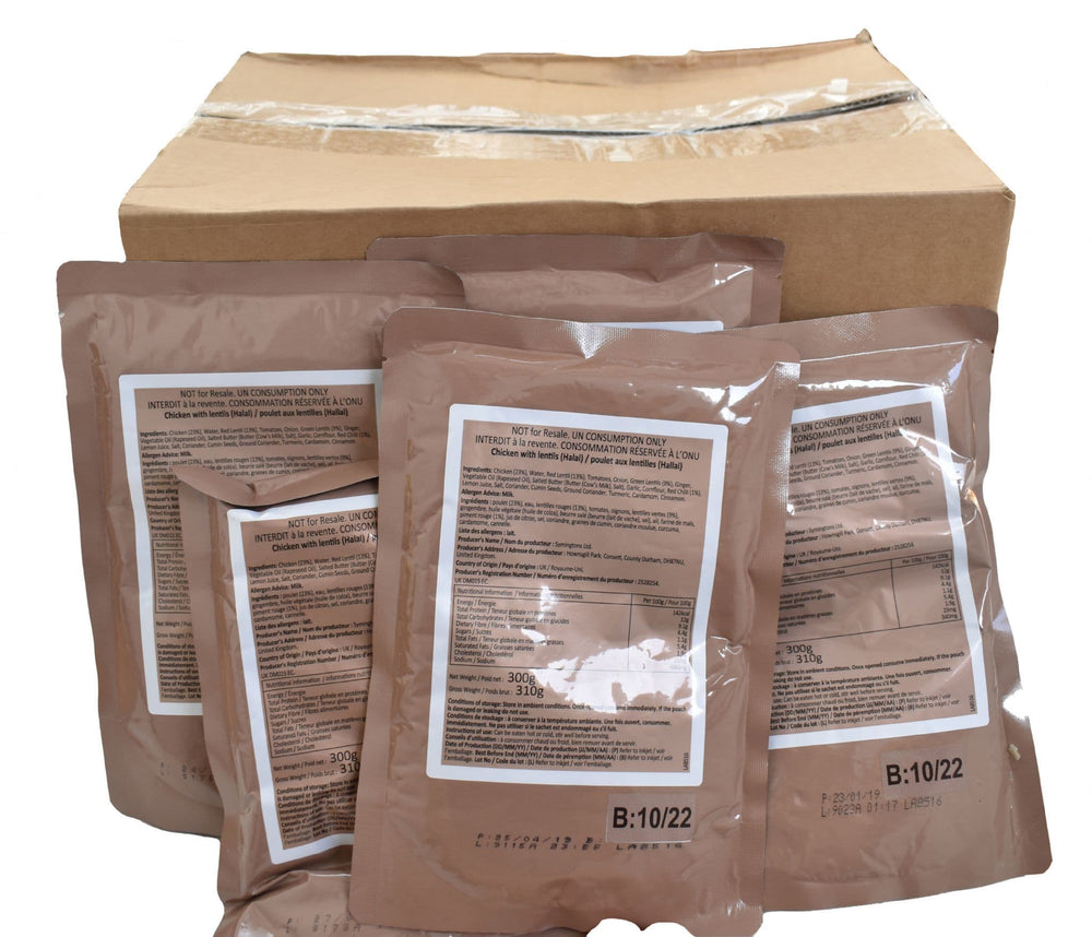 BULK BUY - British Army Ration Pack Meal Pouch - Chicken with Lentils ...