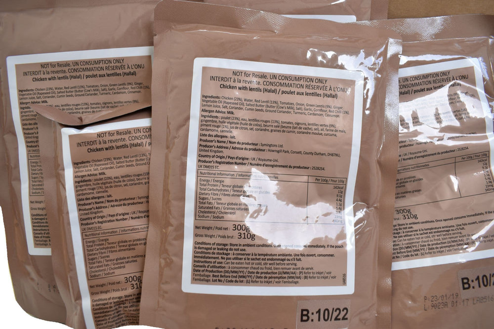 Uk Ration Packs BULK BUY - British Army Ration Pack Meal Pouch - Chicken with Lentils x ...