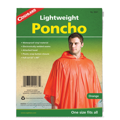 Coghlan's Full-Cut Vinyl Poncho  Orange, 52" x 80"