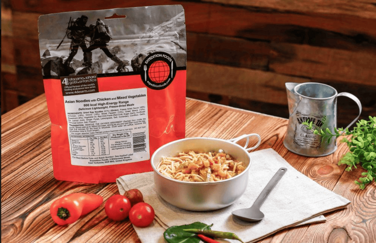 Expedition Foods Freeze Dried Meal Pouch - Asian Noodles With Chicken & Mixed Veg - Various Sizes