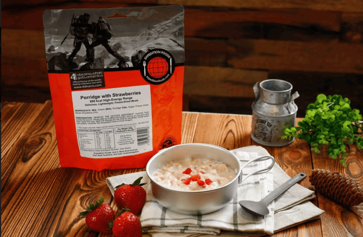 Expedition Foods Freeze Dried Meal Pouch - Breakfast Porridge With Strawberries - Various Sizes