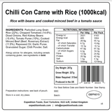 Expedition Foods Freeze Dried Meal Pouch - Chilli Con Carne With Rice - Various Sizes