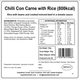 Expedition Foods Freeze Dried Meal Pouch - Chilli Con Carne With Rice - Various Sizes