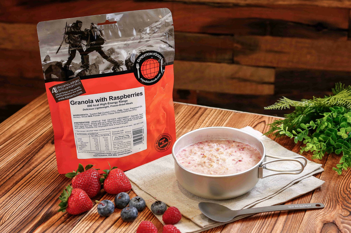 Expedition Foods Freeze Dried Meal Pouch - Granola With Raspberries - Various Sizes