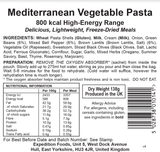 Expedition Foods Freeze Dried Meal Pouch - Mediterranean Vegetable Pasta - Various Sizes