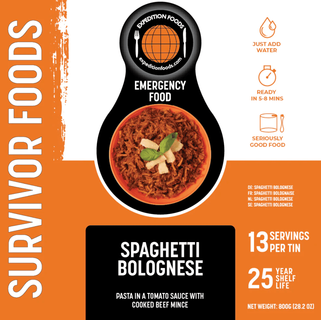 Expedition Foods Freeze Dried Meal Tin Spaghetti Bolognese - 13 Servings