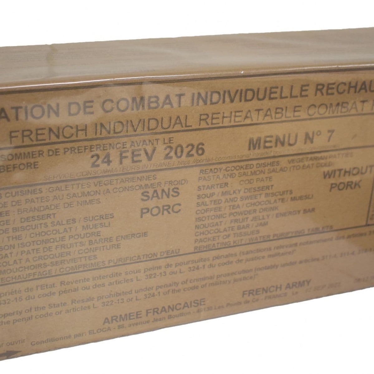 French Army Field Rations French Military 24 Hour RCIR MRE Ration Pack - Random Menu – Preppers ...