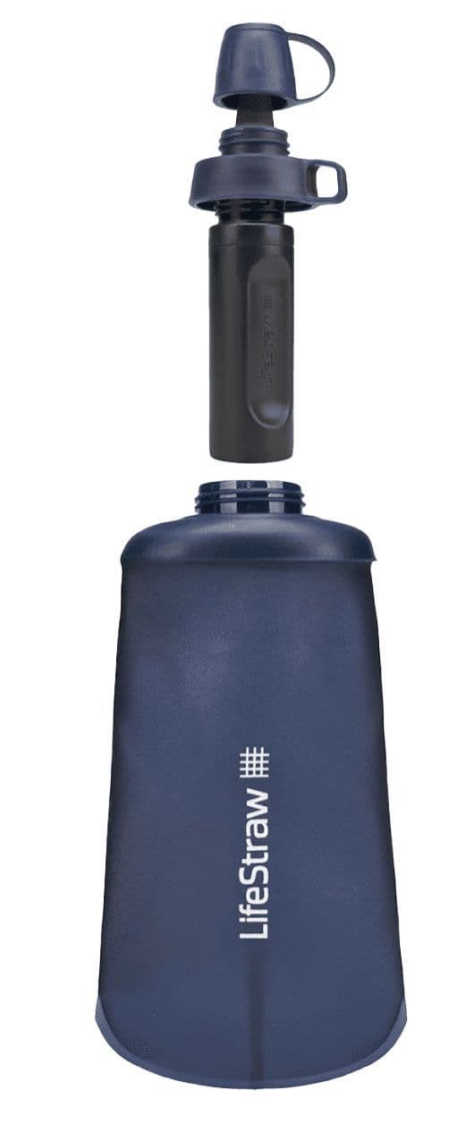 LifeStraw Peak Series Collapsible Squeeze 1L Bottle With Filter - Mountain Blue