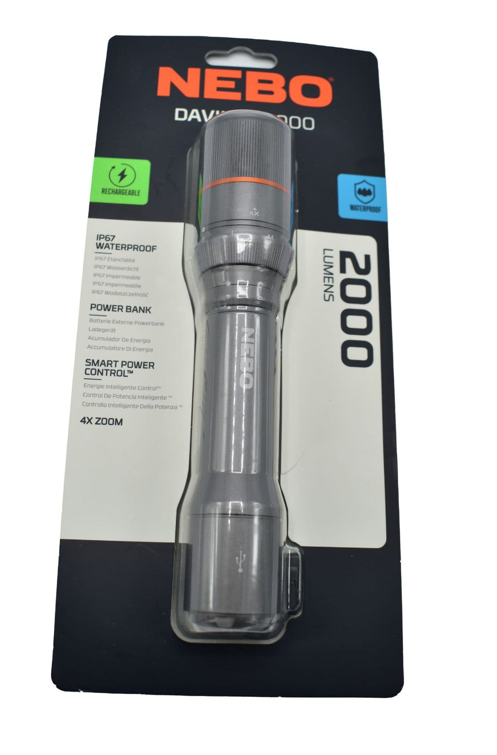 Nebo Davinci 2000 Lumen Rechargeable Flashlight – Preppers Shop UK