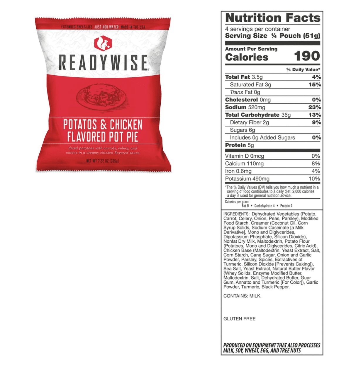 ReadyWise 120 Serving Entree Freeze Dried Vegetarian Meals