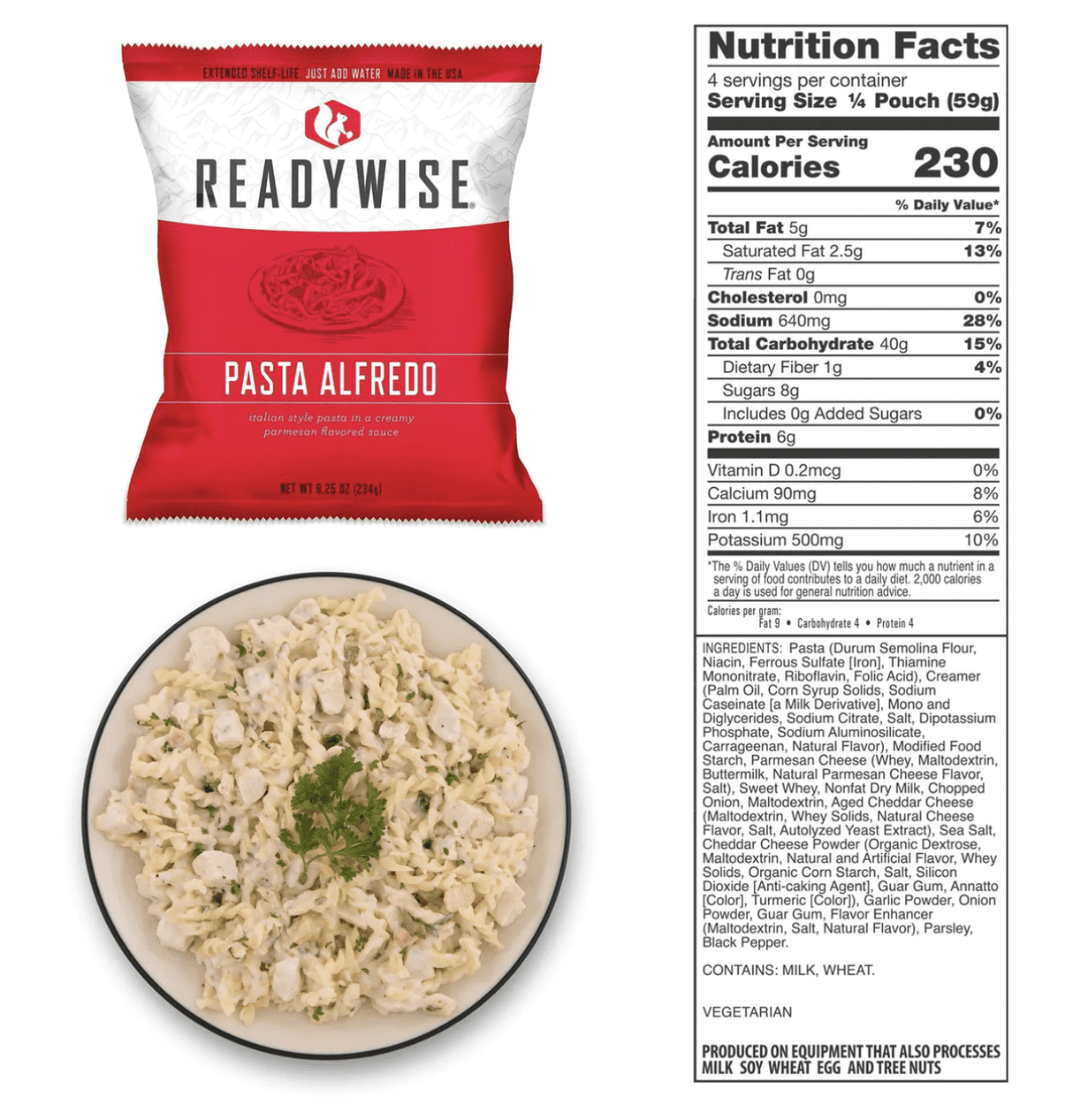 ReadyWise 120 Serving Entree Freeze Dried Vegetarian Meals