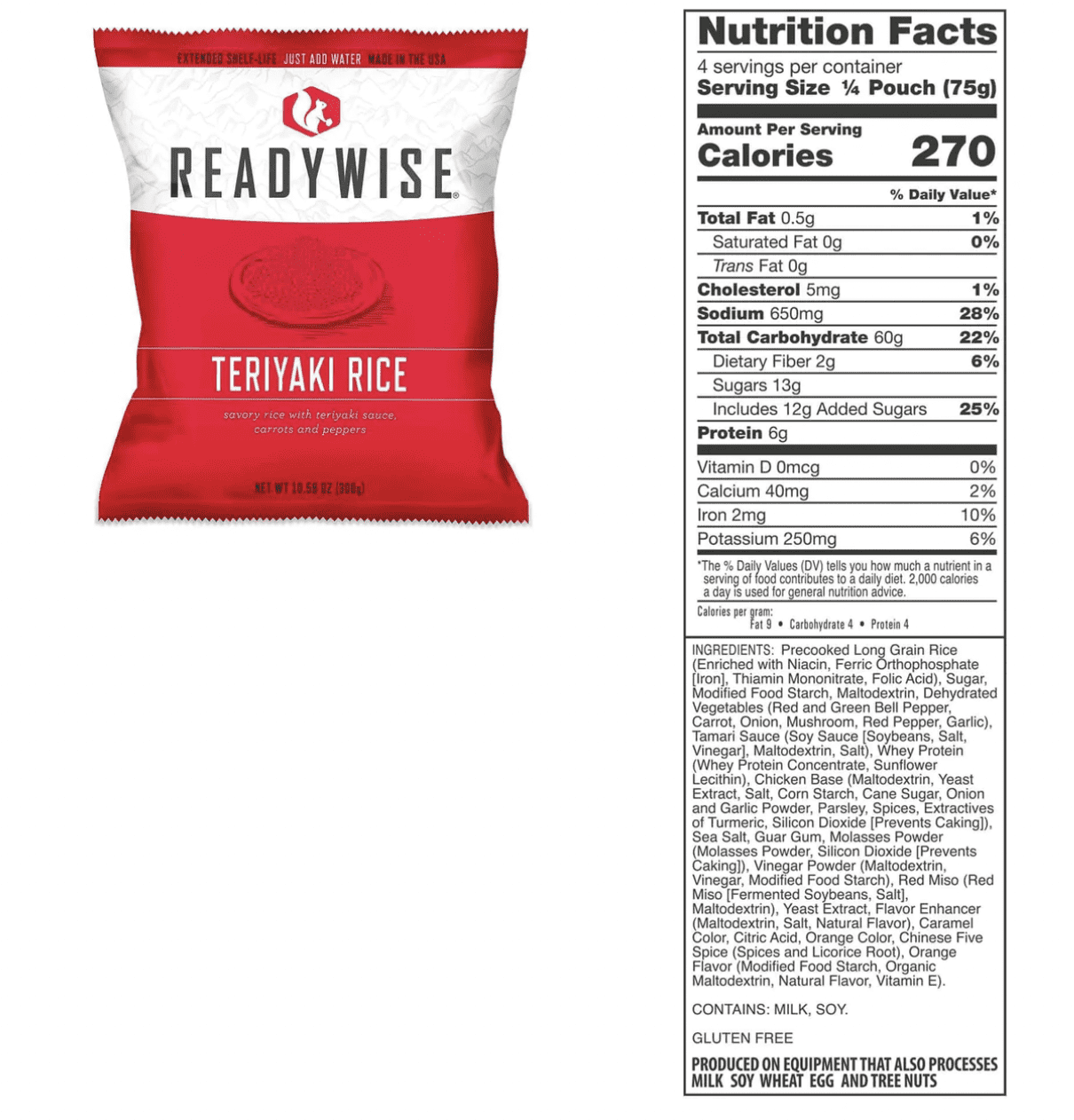 ReadyWise 60 Serving Entree Freeze Dried Vegetarian Meals