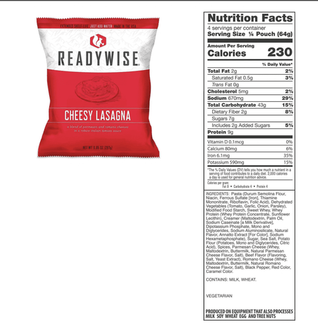 ReadyWise 60 Serving Entree Freeze Dried Vegetarian Meals