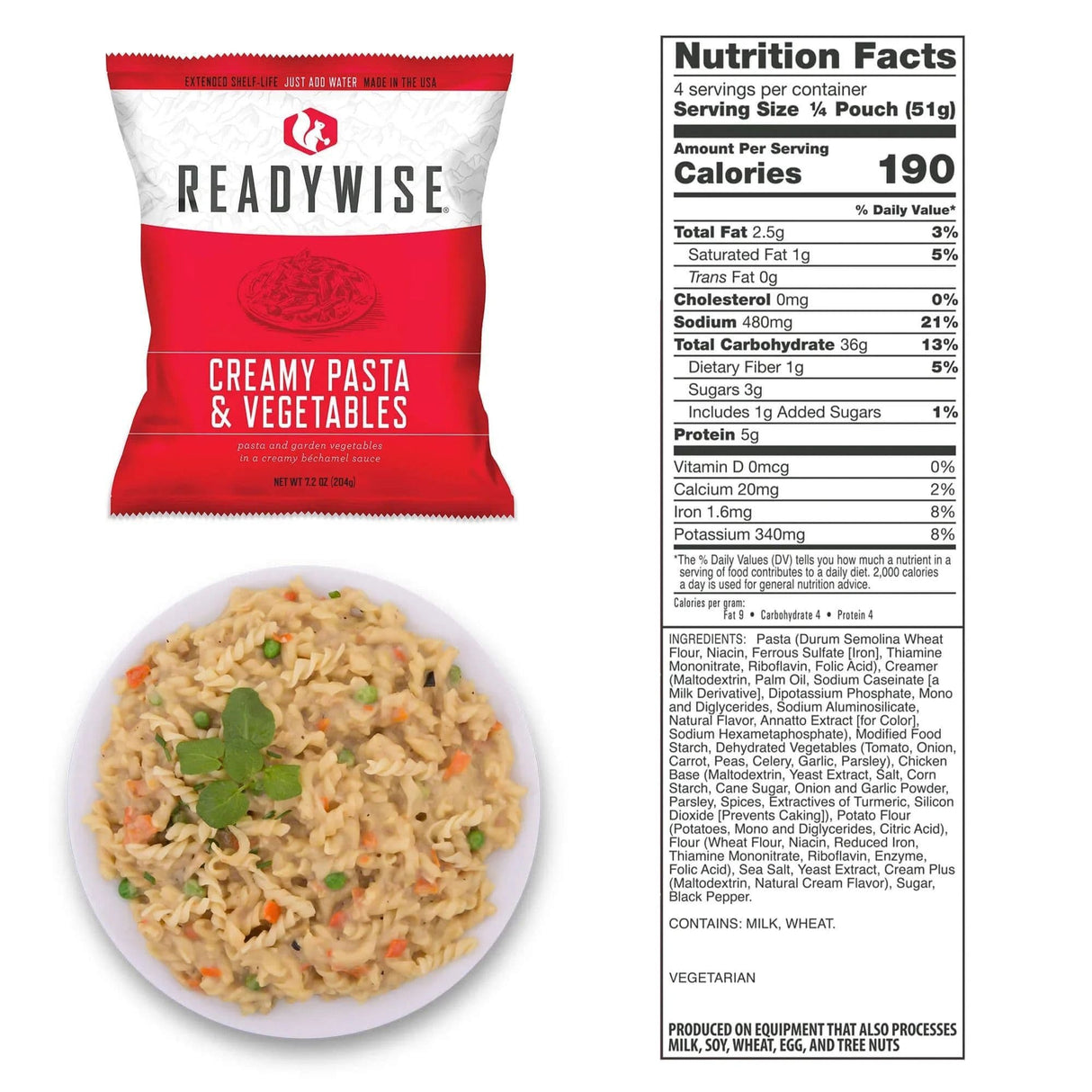 ReadyWise 60 Serving Entree Freeze Dried Vegetarian Meals