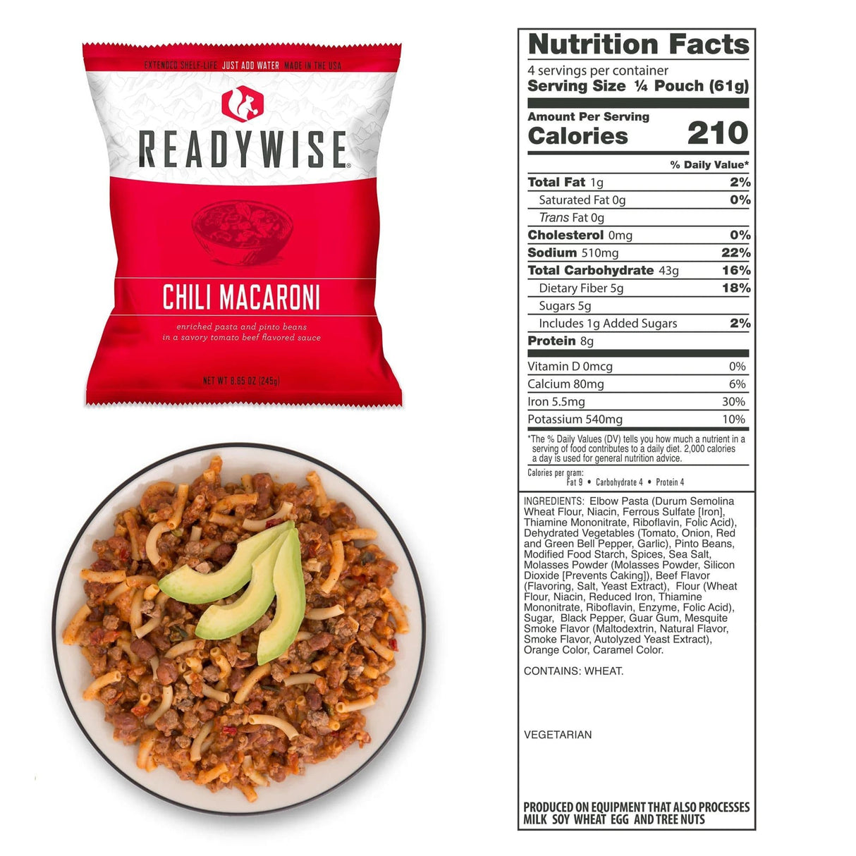 ReadyWise 60 Serving Entree Freeze Dried Vegetarian Meals