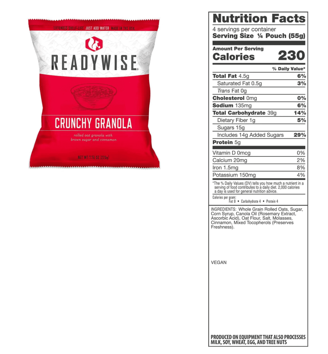 ReadyWise 60 Serving Freeze Dried Breakfast & Entree Meals In Dry Bag